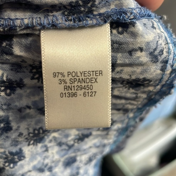 Christopher & Banks ruffle button up blouse with blue and white floral pattern - Picture 11 of 11